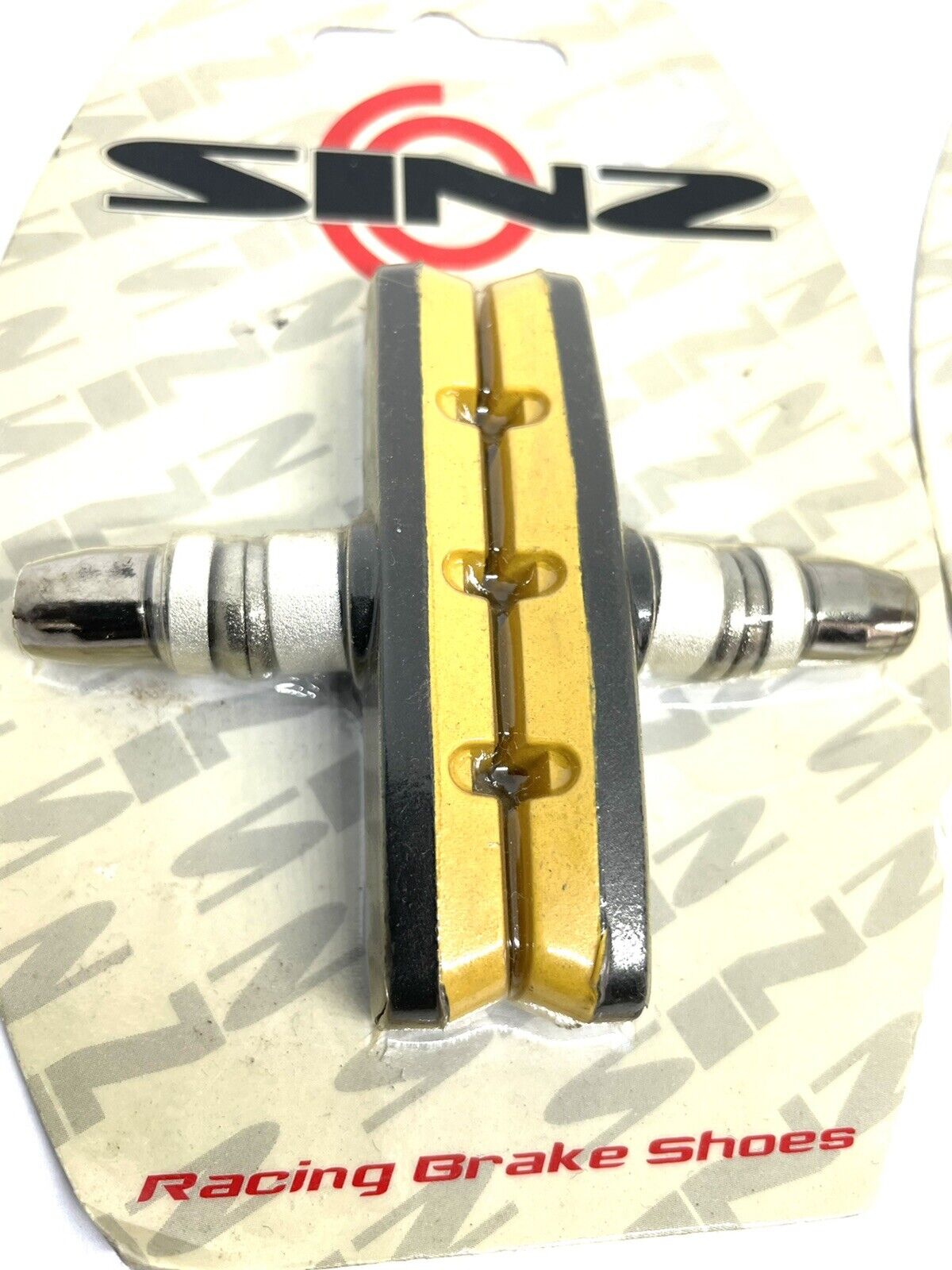 Sinz Pro Racing BMX Brake Shoes Pads Threaded Post Black Outer Yellow Inner 70mm - Fresh Stock Dated February 2026