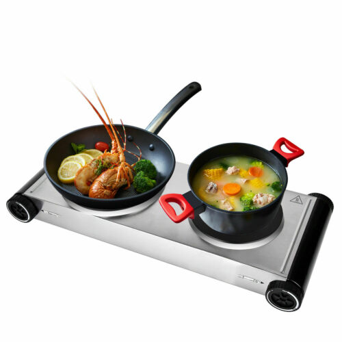 Electric Double Burner Hot Plate Portable Cooking Stove Cast Heater Kitchen - Fresh Stock Dated December 2025