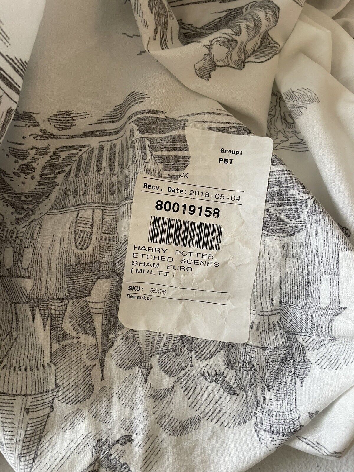 Pottery Barn Teen Harry Potter Etched Scenes Euro Sham Sample NWOT Read - Fresh Stock Dated February 2026