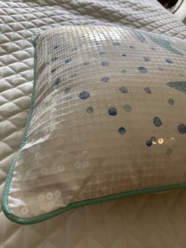 Pottery Barn Teen Sea Life Pillow Cover with Insert Narwhal Sequins Kids Accent - Fresh Stock Dated December 2025