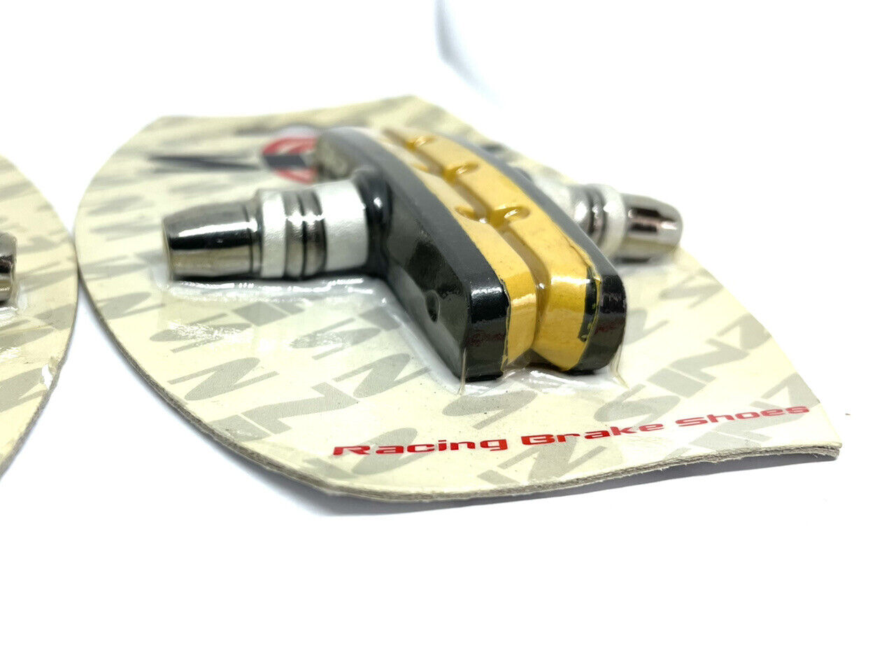 Sinz Pro Racing BMX Brake Shoes Pads Threaded Post Black Outer Yellow Inner 70mm - Fresh Stock Dated February 2026