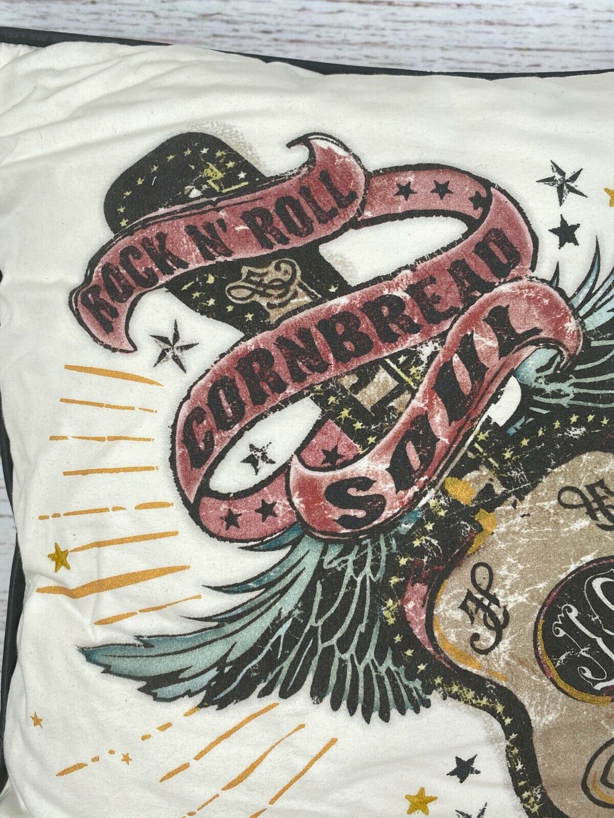 Pottery Barn Teen X Junk Gypsy Guitar Pillow Cover & Insert Country Rock N Roll - Fresh Stock Dated December 2025