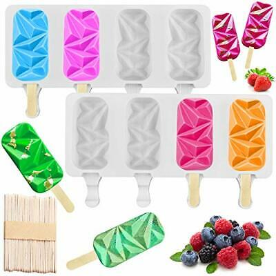2 Pack Silicon Popsicle Molds for Cake Pop, Small 4 Cavities BPA Free Diamond - Fresh Stock Dated February 2026