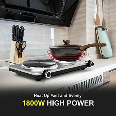 Electric Double Burner Hot Plate for Cooking, 1800W Portable Electric Stove, - Fresh Stock Dated December 2025