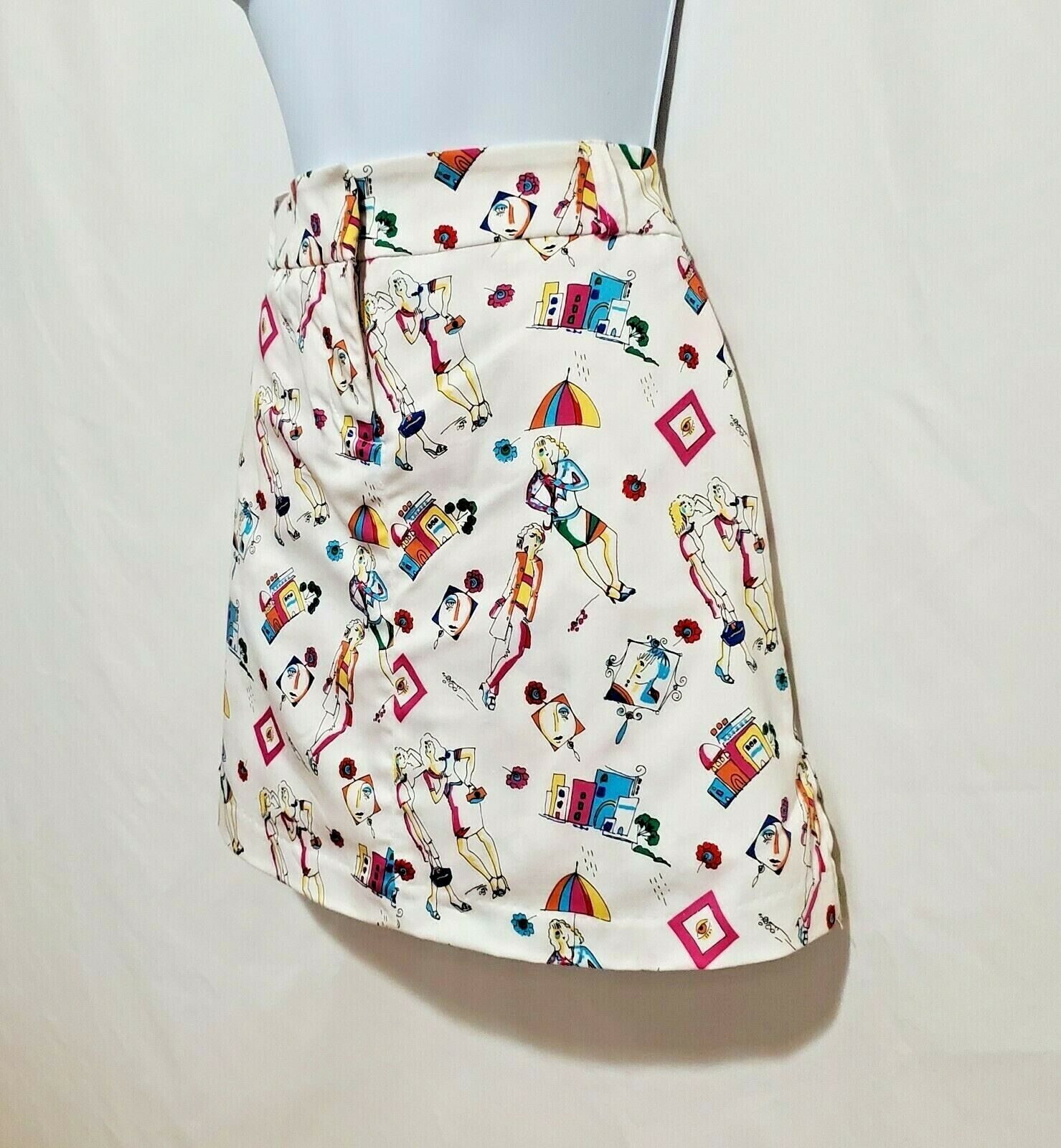 NOS Vintage Y2K High Rise Mini Skort Skirt + Shorts Retro Graphic - 4 / Medium - Fresh Stock Dated February 2026
