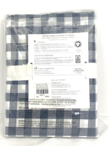 New Pottery Barn Organic Navy Buffalo Check Pillow Sham Standard - Fresh Stock Dated December 2025