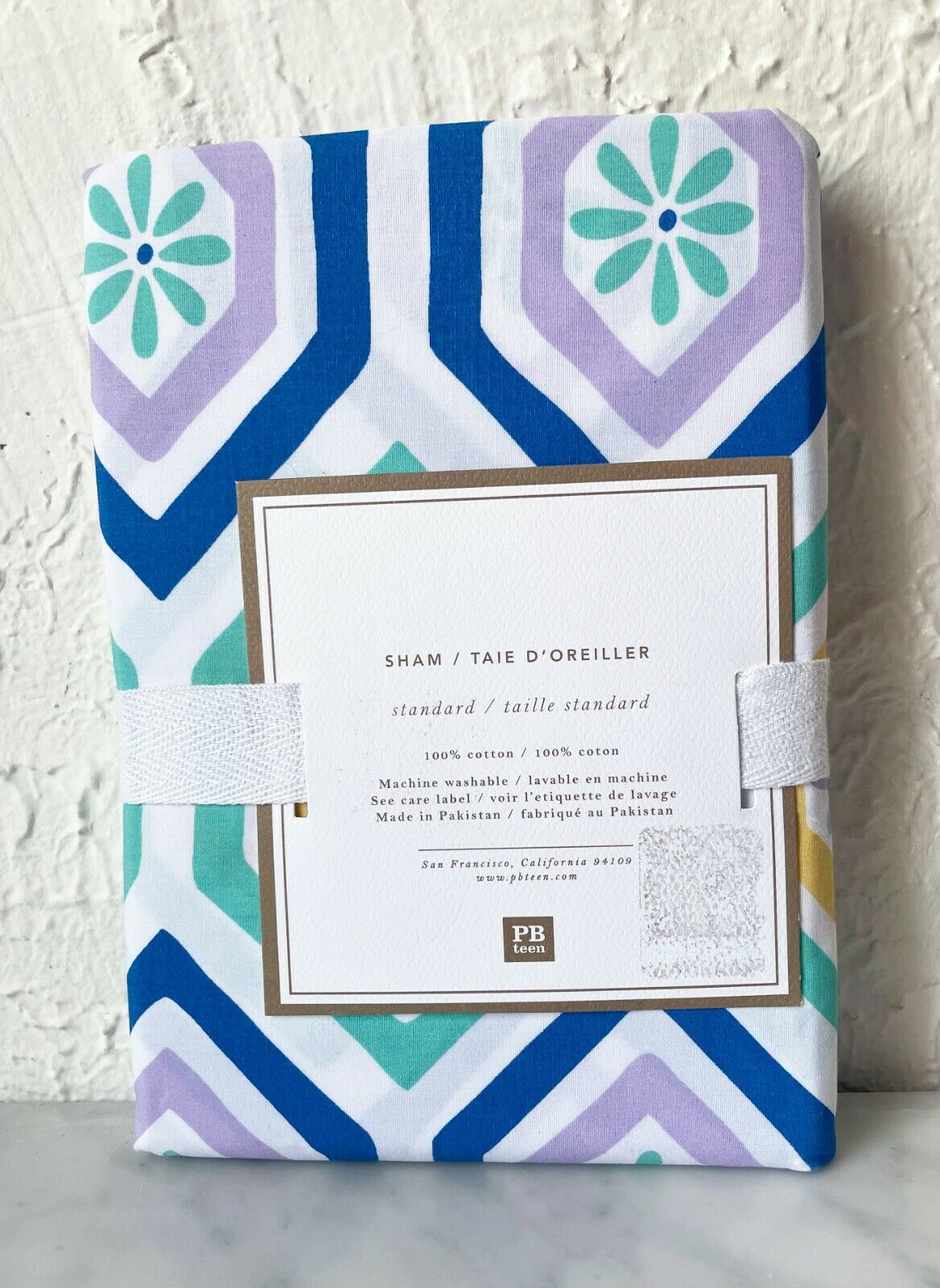 Pottery Barn Teen Diamond Daisy Cotton Pillow Sham - Standard Size NEW - Fresh Stock Dated December 2025