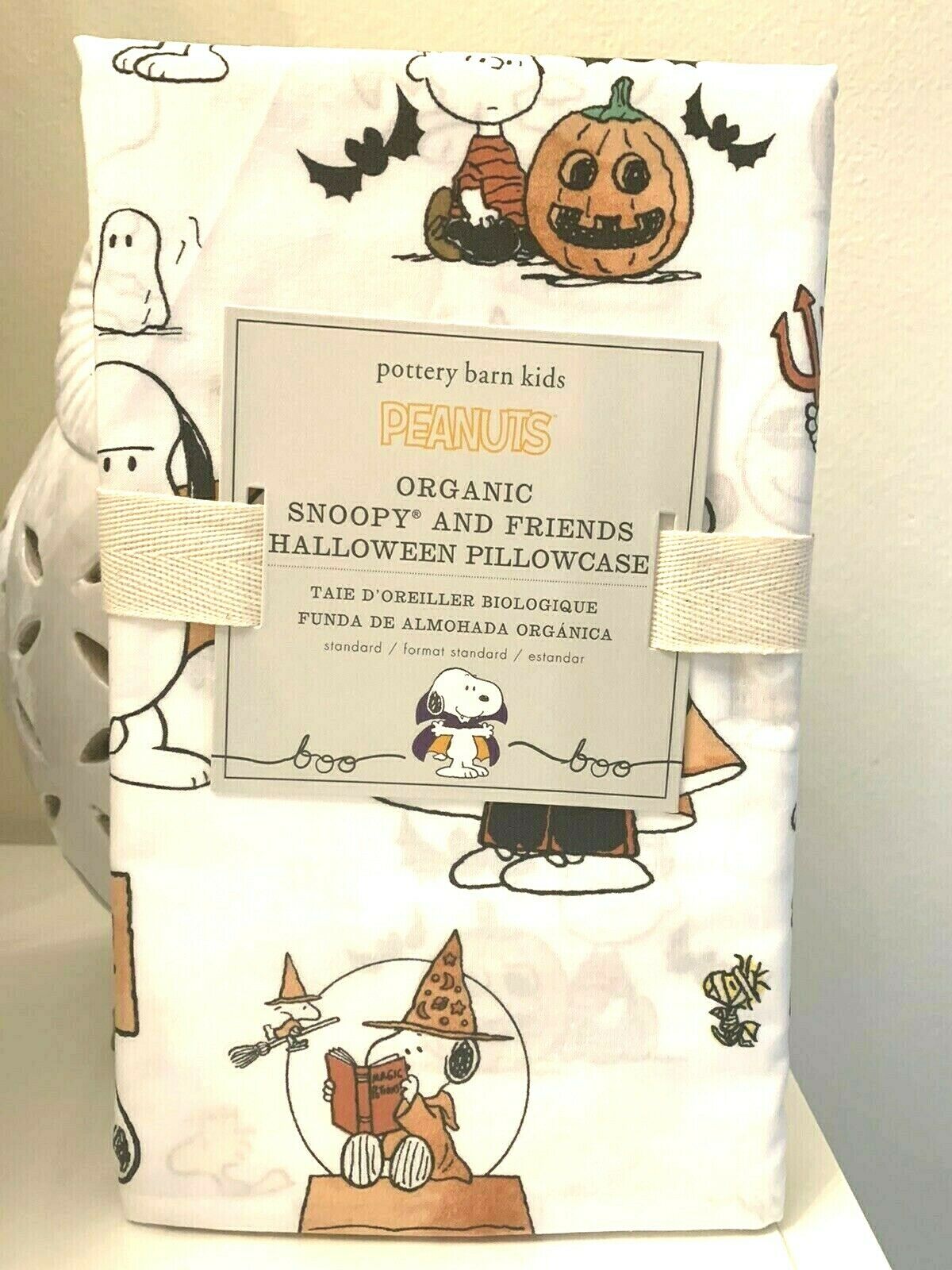 Pottery Barn kid Peanuts snoopy pillow case charlie brown halloween holiday gift - Fresh Stock Dated December 2025