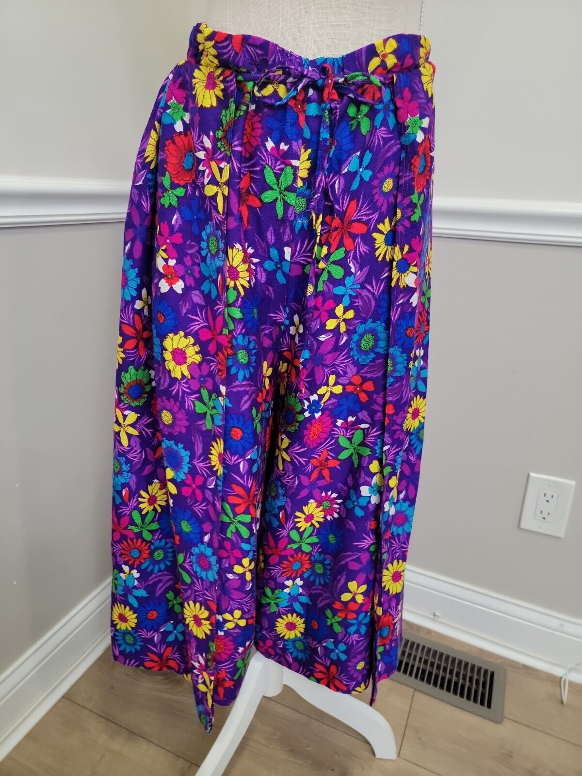 Vintage Mod Gogo Hippie Psychedelic Floral Cullotes/ Skirt Handmade - Fresh Stock Dated March 2026