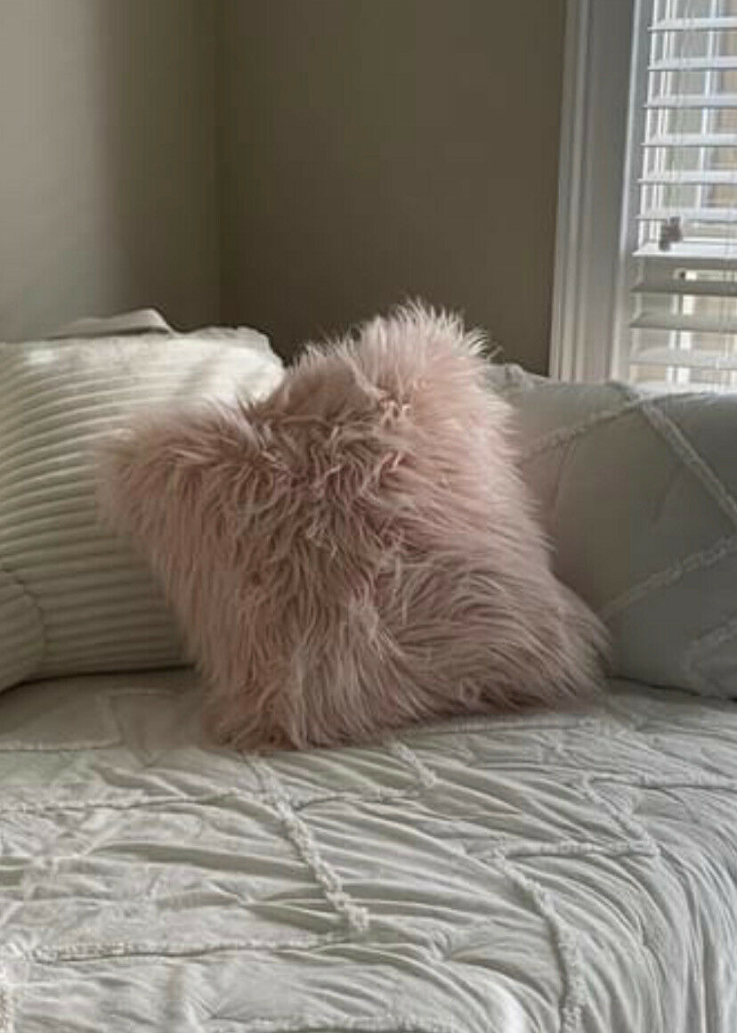 Pottery Barn Teen Himalayan Blush Pink Faux Fur Pillow Cover - Square 18