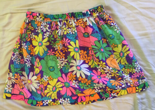 Retro Day Glo Kitch 22 Womens Medium Mini Skirt Flower Power Psychedelic Cute! - Fresh Stock Dated December 2025