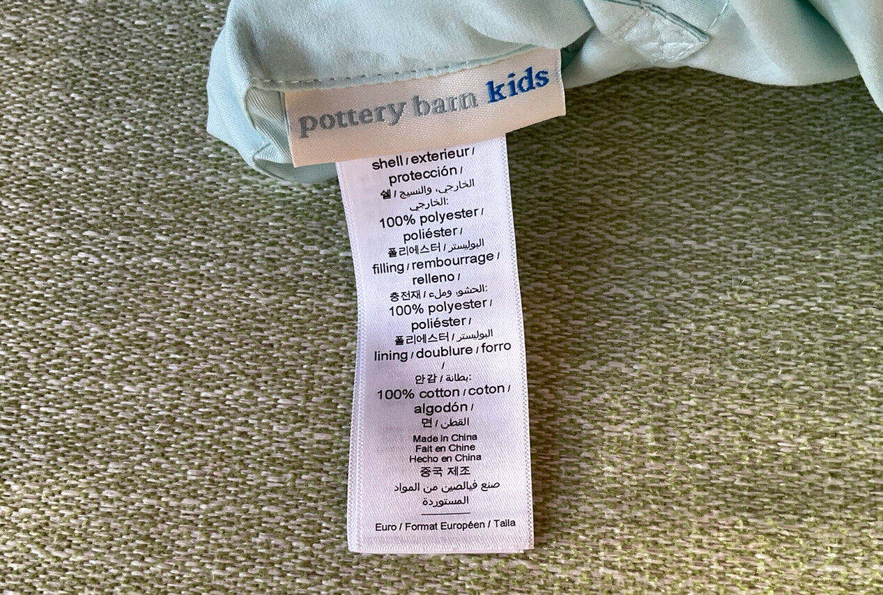 Pottery Barn Kids Dream Puff Molly Unicorn Euro Sham Aqua New Without Tags - Fresh Stock Dated February 2026