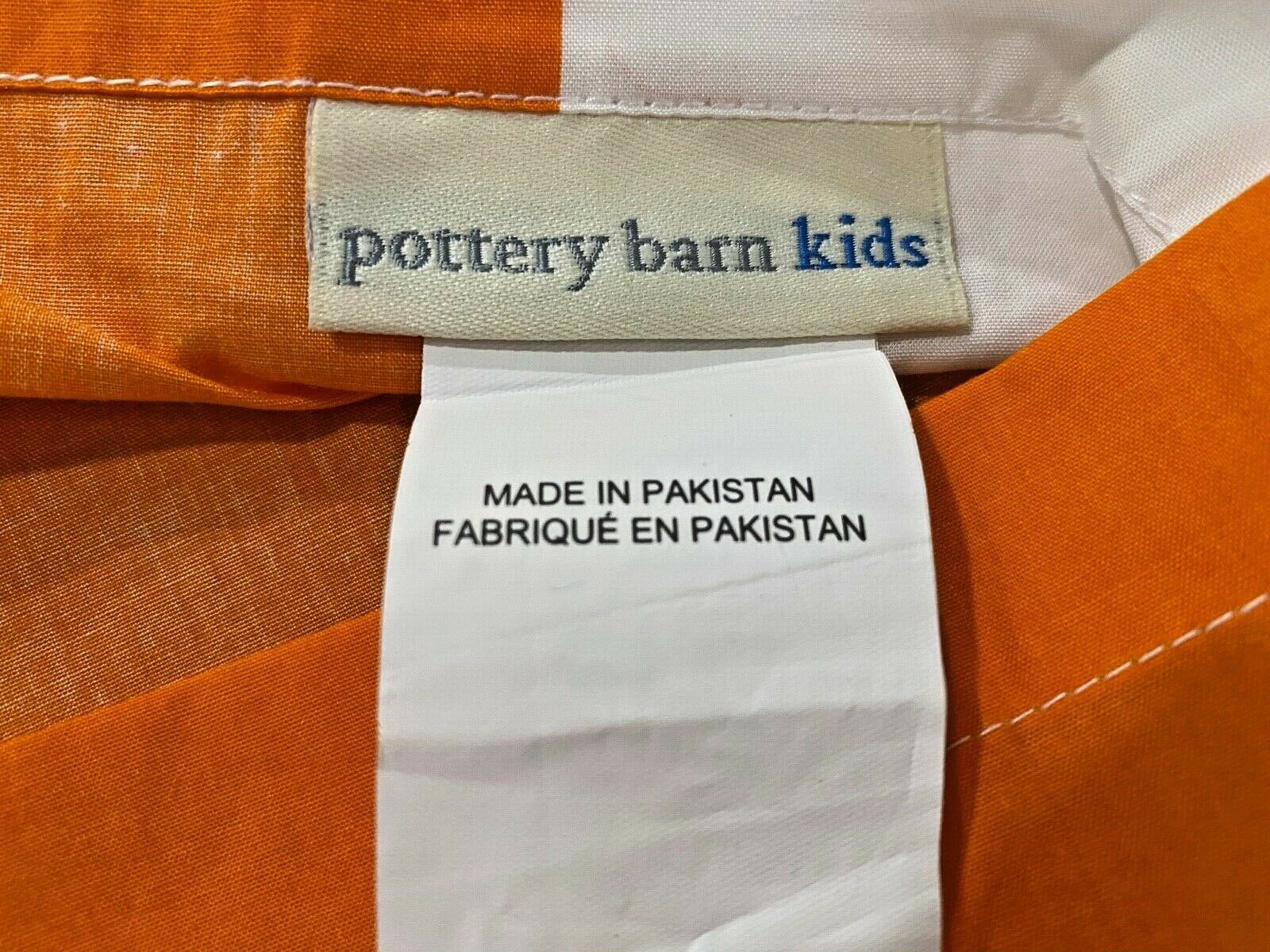 Pillow Sham (1)-Pottery Barn Kids- Rugby Stripe/ Orange & White- NEW - Fresh Stock Dated December 2025
