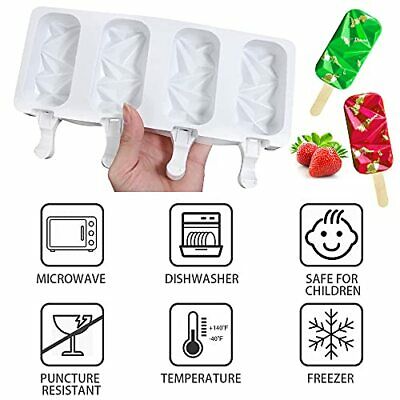 2 Pack Silicon Popsicle Molds for Cake Pop, Small 4 Cavities BPA Free Diamond - Fresh Stock Dated February 2026
