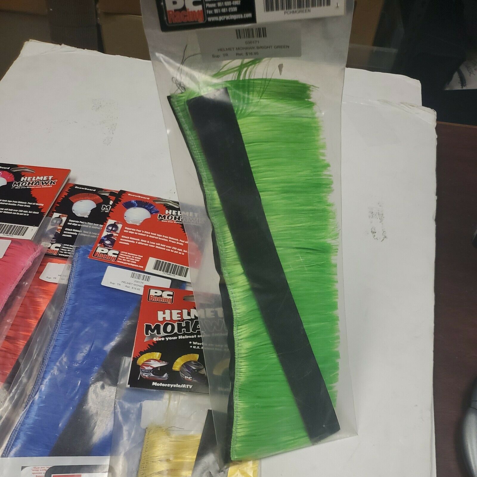 PC Racing Helmet Mohawk Lot Retail  Pink, Red, Yellow, Green, Blue P/N 03017- - Fresh Stock Dated February 2026