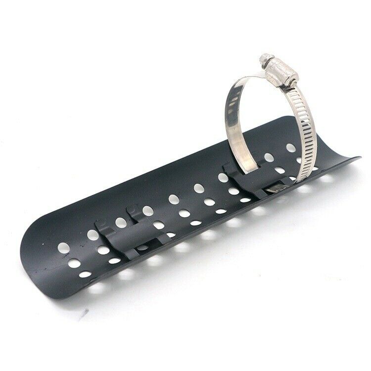 Black Universal Exhaust Muffler Pipe Heat Shield Cover Heel Guard For Motorcycle - Fresh Stock Dated February 2026