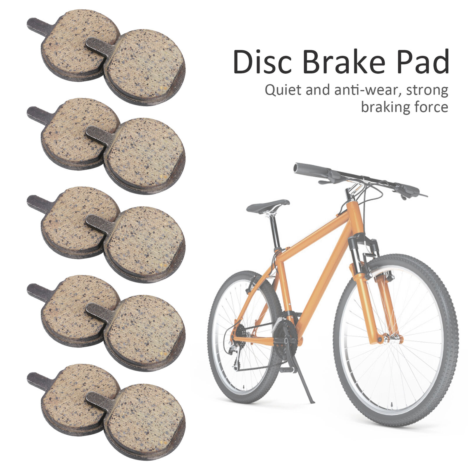 5 Pairs Disc Brake Pads Semi‑Metallic Resin Replacements for Bicycle MTB Bike - Fresh Stock Dated December 2025