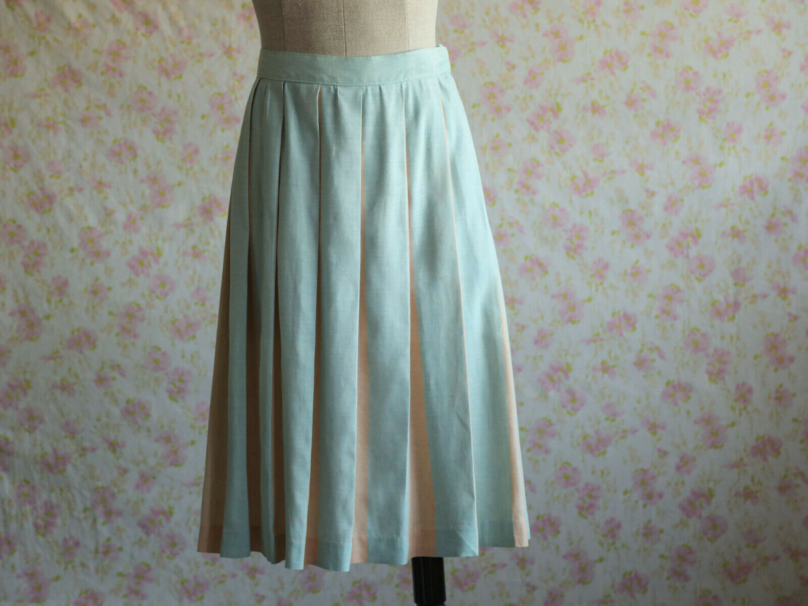 Vintage Pink and blue pleated skirt / Medium / Large - Fresh Stock Dated December 2025