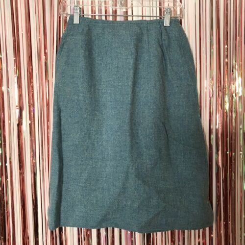 Vintage 1960s Womens Pendleton Blue Wool A-Line Secretary Style Skirt Lined 00/0 - Fresh Stock Dated March 2026