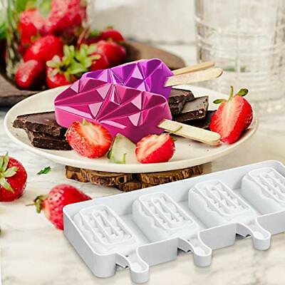 2 Pack Silicon Popsicle Molds for Cake Pop, Small 4 Cavities BPA Free Diamond - Fresh Stock Dated February 2026