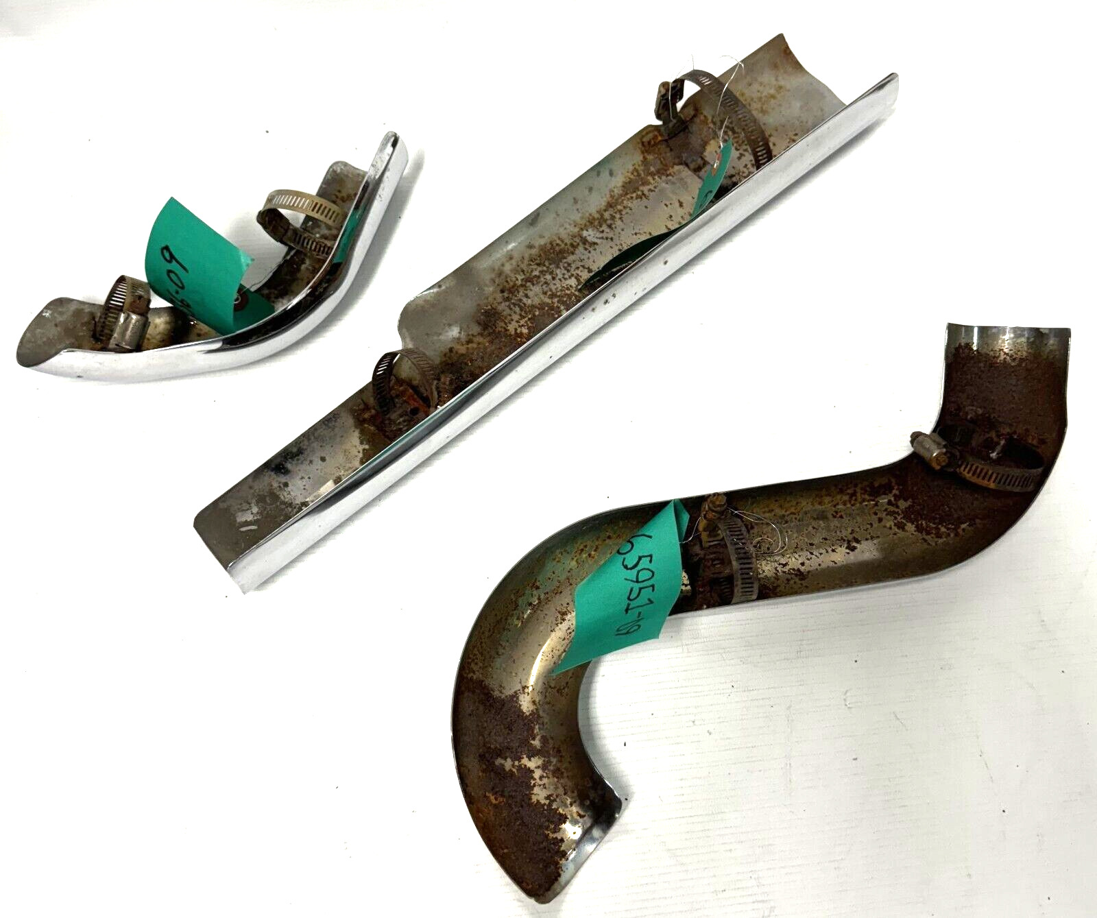 Set of 3 Harley Davidson Chrome Stainless Steel Exhaust Heat Shield Covers - Fresh Stock Dated February 2026