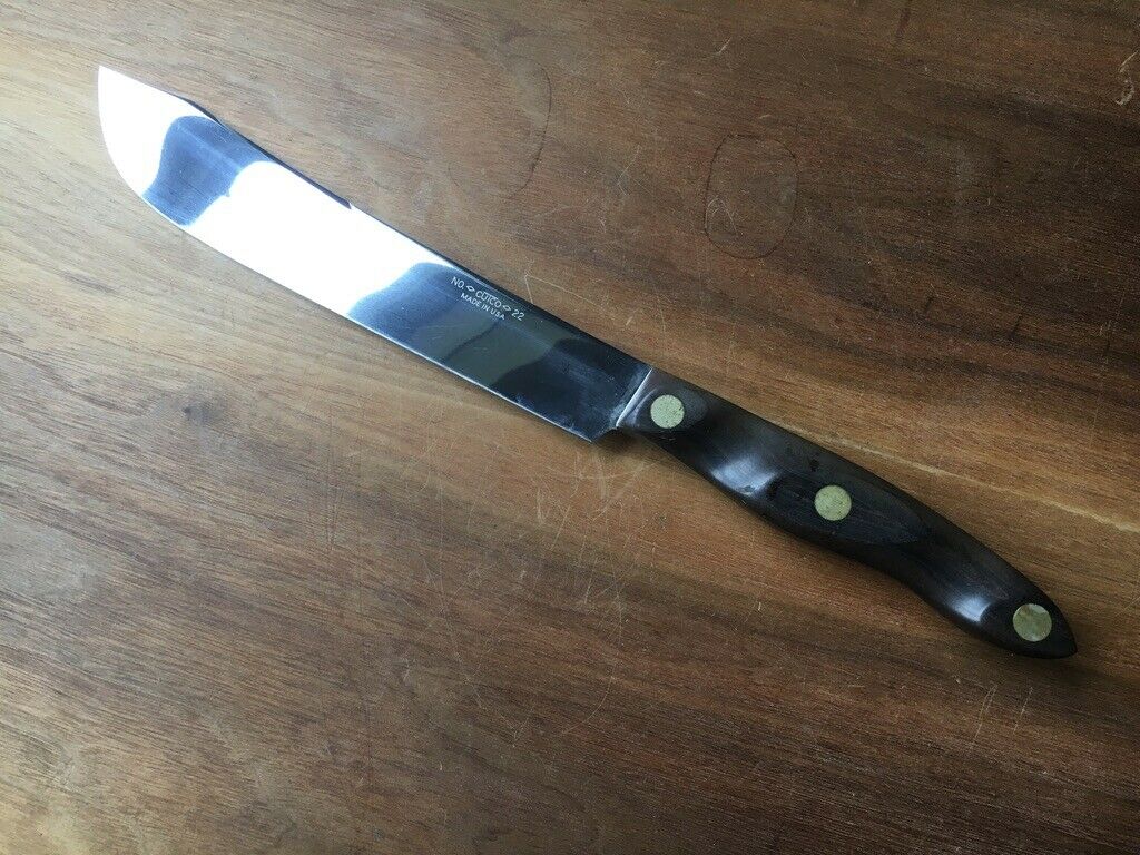 CUTCO NO. 22 Butcher Knife BROWN WOOD HANDLE MADE IN USA EX++ - Fresh Stock Dated December 2025