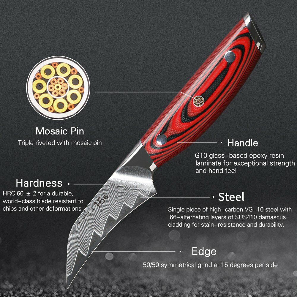 TURWHO 3.5in Paring Knife Japan VG10 Damascus Steel Parer Peeling Turning Knives - Fresh Stock Dated February 2026