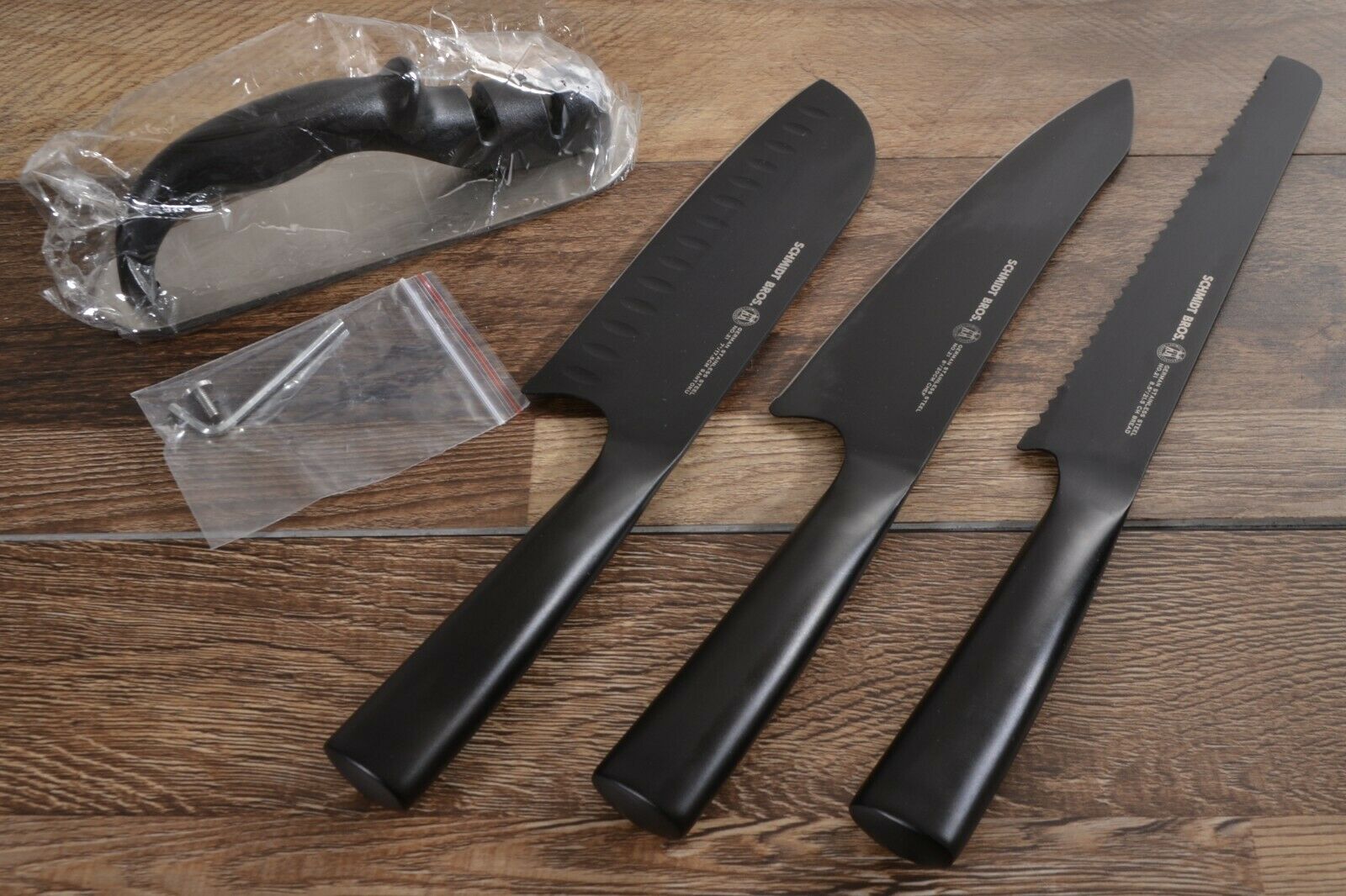 Schmidt Bros Jet Black 14-pc Knife Block Set Stainless Steel Titanium Finish - Fresh Stock Dated December 2025