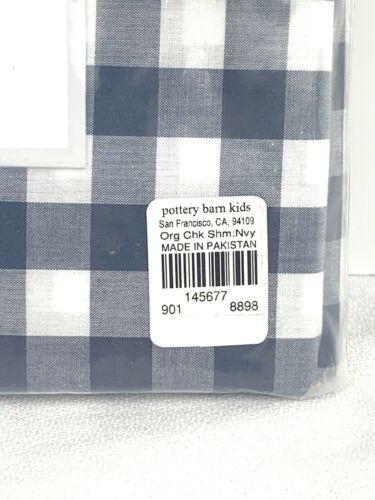 New Pottery Barn Organic Navy Buffalo Check Pillow Sham Standard - Fresh Stock Dated December 2025