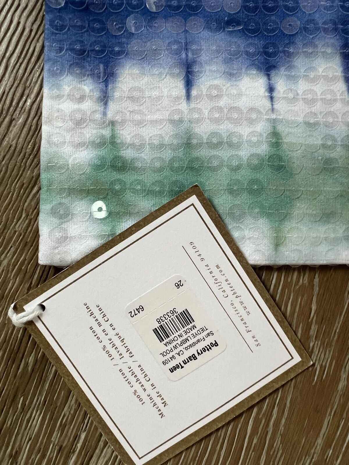 Pottery Barn Teen Blue sequined pillowcase sham green 12 X 24 Tie Dye - Fresh Stock Dated February 2026