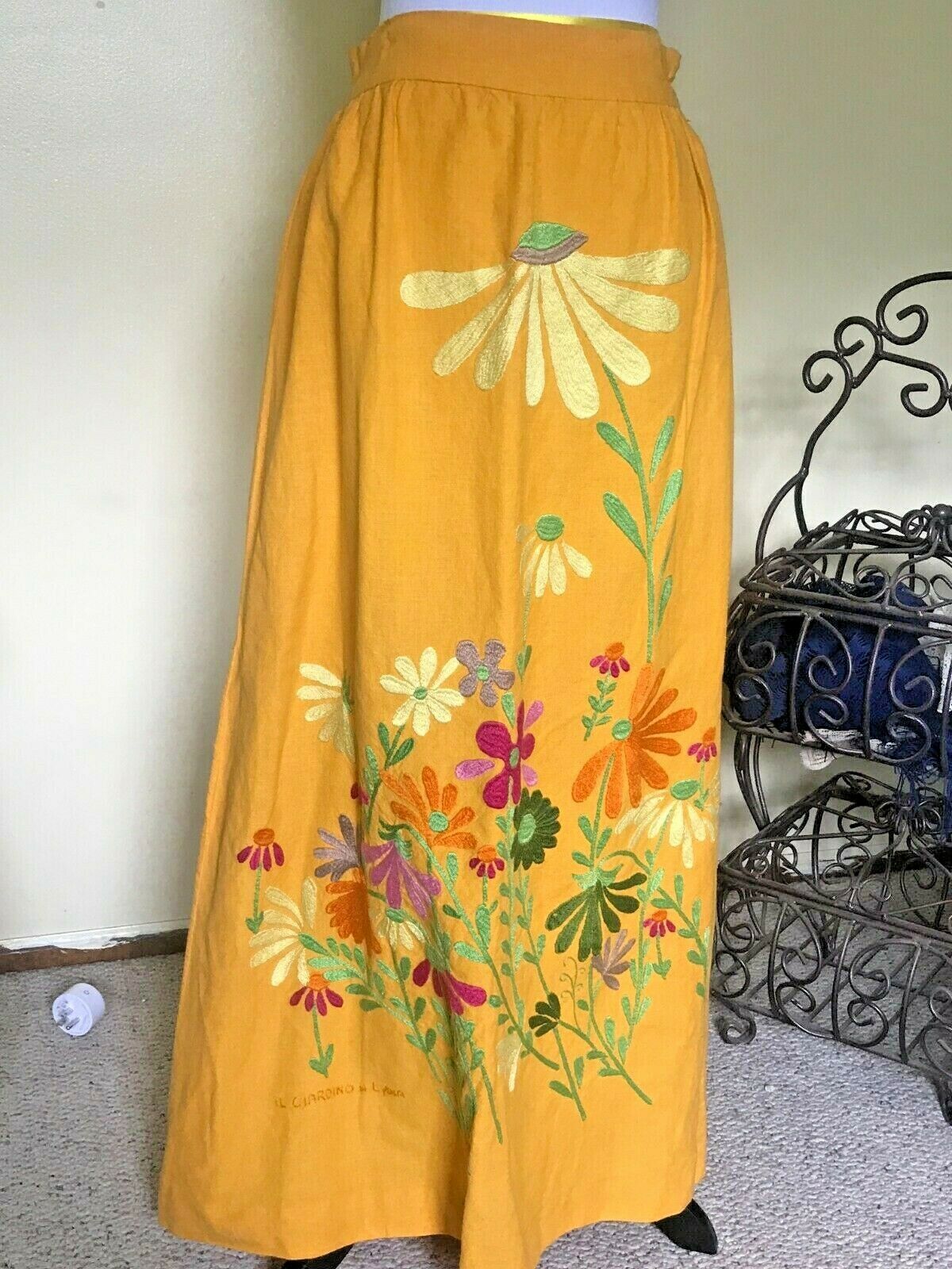 Lydia De Roma  made in  Italy Maxi skirt- 1970's. Hand embroidered - Fresh Stock Dated December 2025