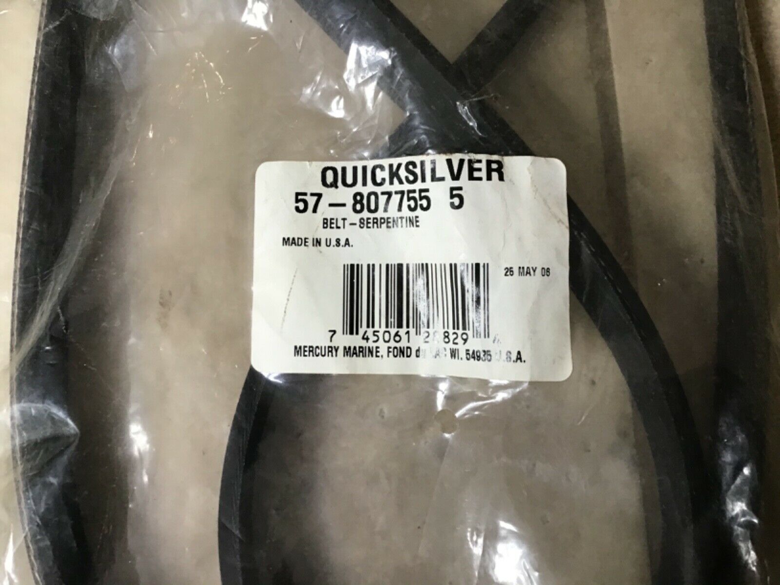Mercury Marine Mercruiser Motor Serpentine Belt 57-807755Q05 8077555 - Fresh Stock Dated February 2026