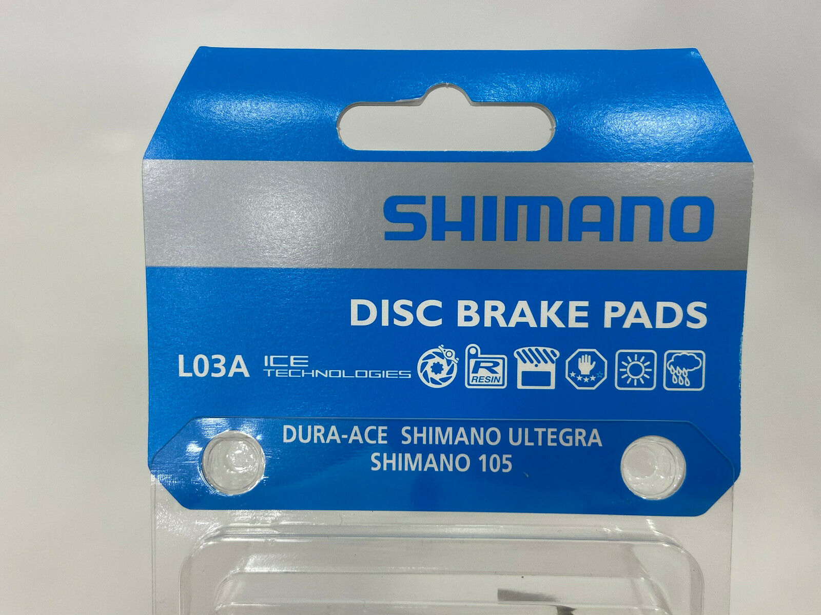 Shimano L03A Resin Disc Brake Pads with Fin and Spring #Y8PU98040 - Fresh Stock Dated February 2026