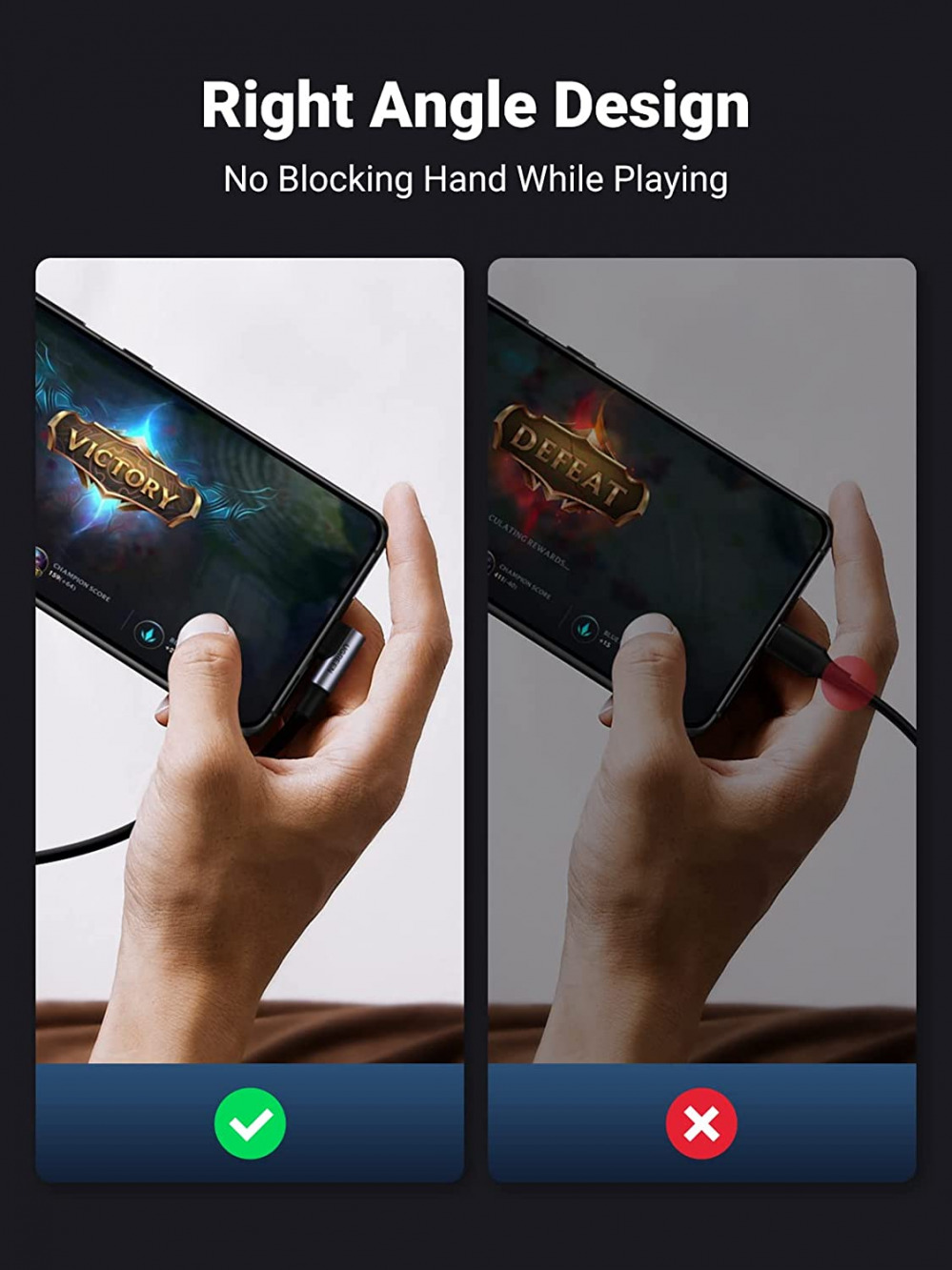 UGREEN USB C to C Cable Right Angle 2 Pack, Type C 60W PD Fast 6FT, Black - Fresh Stock Dated February 2026