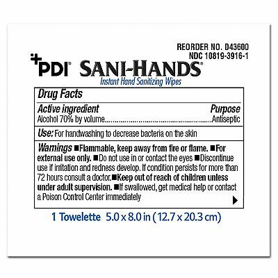 Sani-Hands Wipe Hand Sanitizing Wipe 100 Count Individual Packet 100 per Box - Fresh Stock Dated December 2025