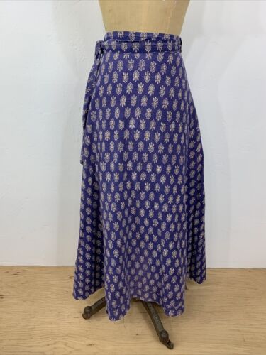 Vintage Indian Cotton Block Print Wrap Skirt - Fresh Stock Dated February 2026