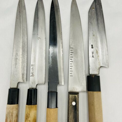 Damaged Lot of Five Japanese Chef's Kitchen Knives Yanagiba Gyuto Japan SS746 - Fresh Stock Dated December 2025