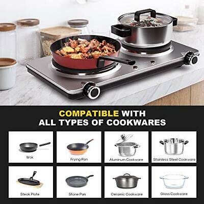 Electric Double Burner Hot Plate for Cooking, 1800W Portable Electric Stove, - Fresh Stock Dated December 2025