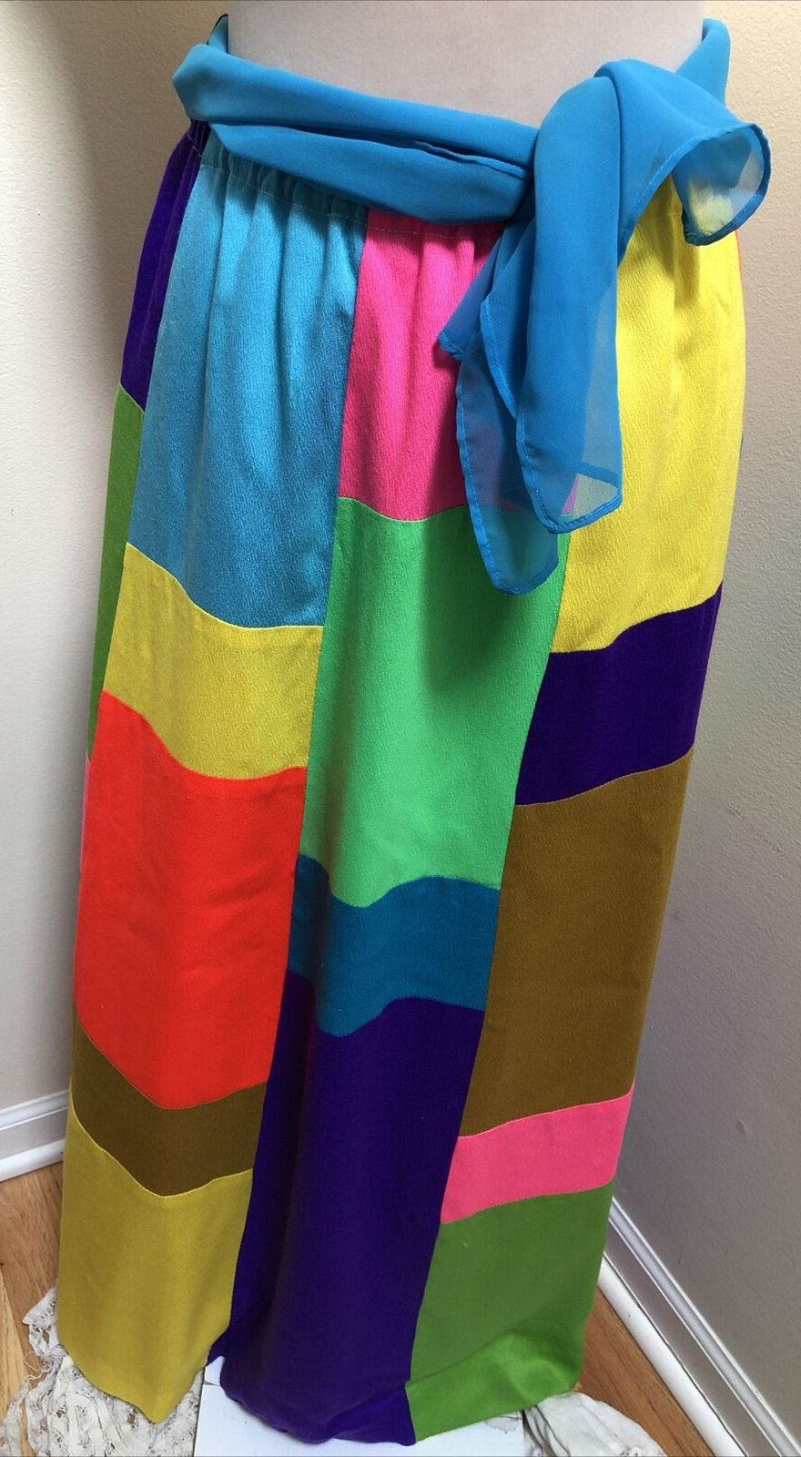 Vintage Alice California 1960’s Color Block Maxi Skirt 28 - Fresh Stock Dated March 2026