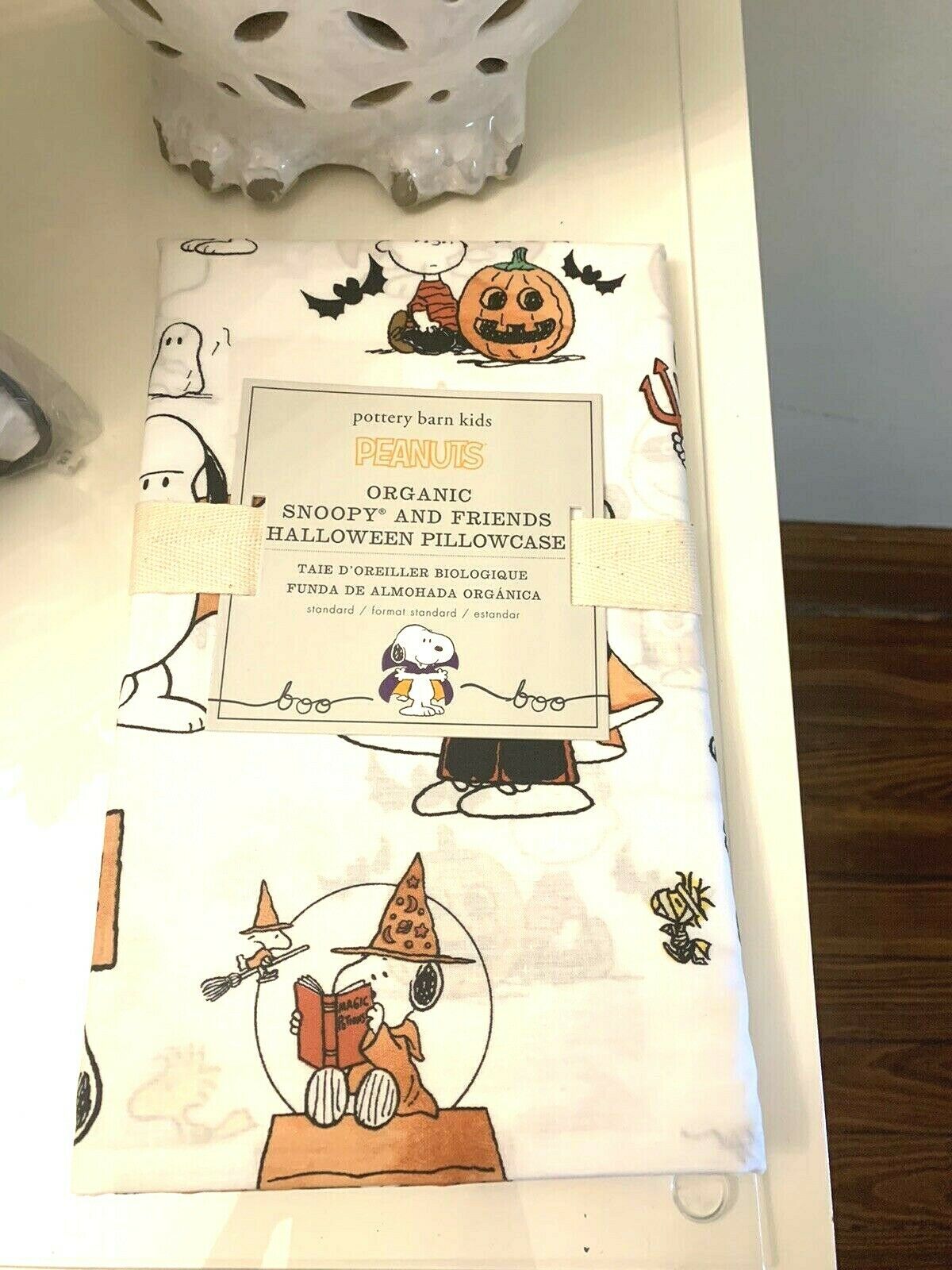 Pottery Barn kid Peanuts snoopy pillow case charlie brown halloween holiday gift - Fresh Stock Dated December 2025