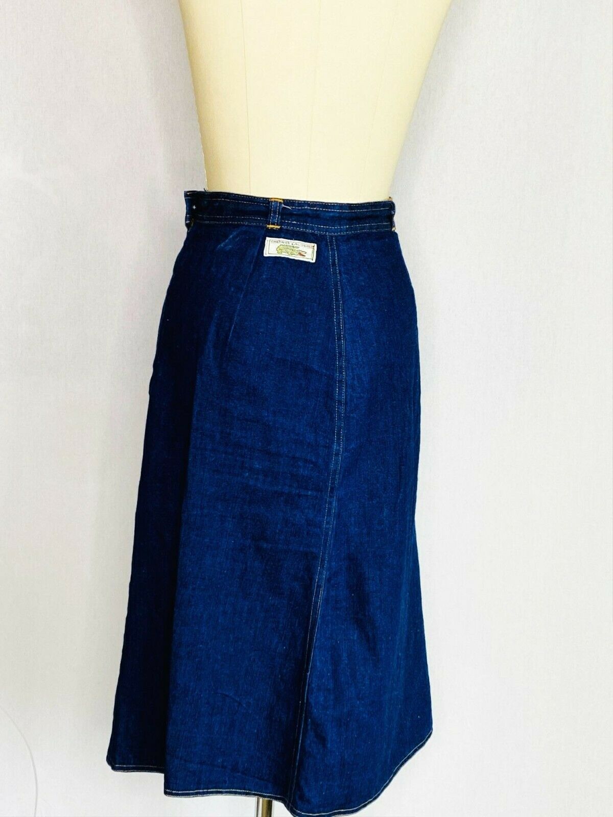 Vintage 80s Denim A line Jean Skirt by Lacoste Size L Large Blue Streetwear - Fresh Stock Dated February 2026