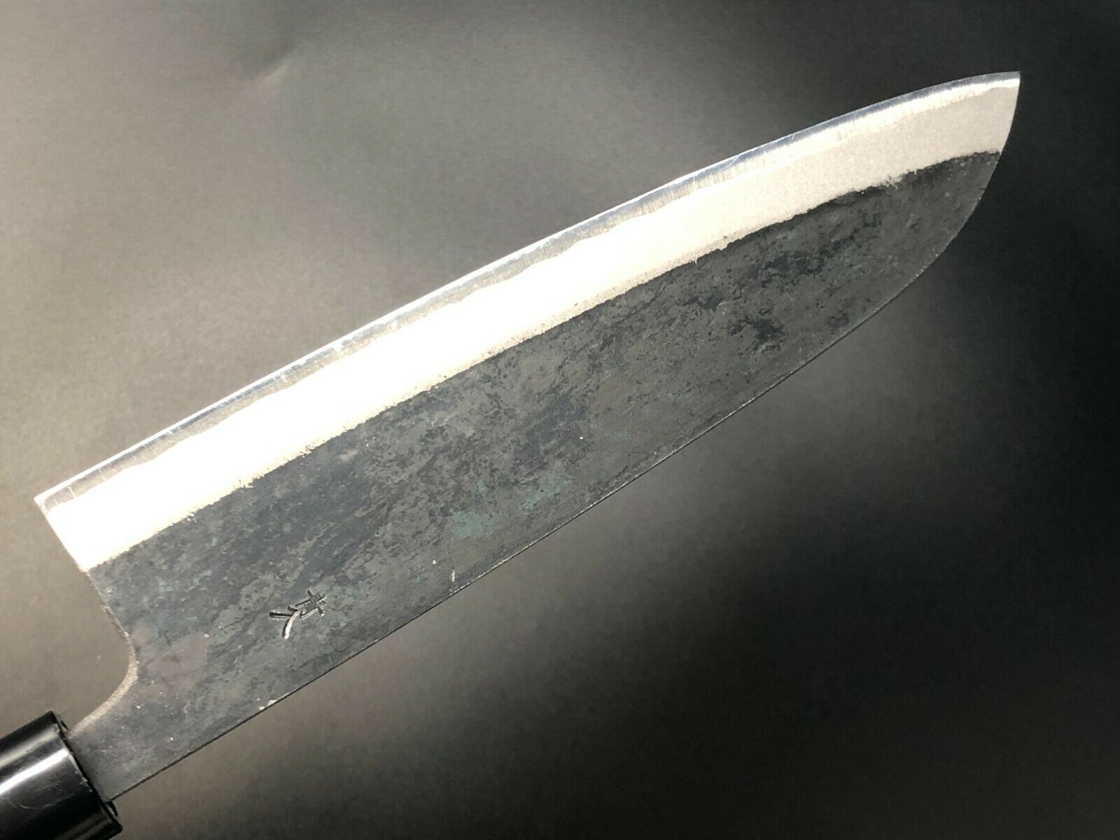 Japanese Kurouchi Forged Multipurpose Knife Santoku 180mm(7.1in) Blue(Aogami)#2 - Fresh Stock Dated December 2025