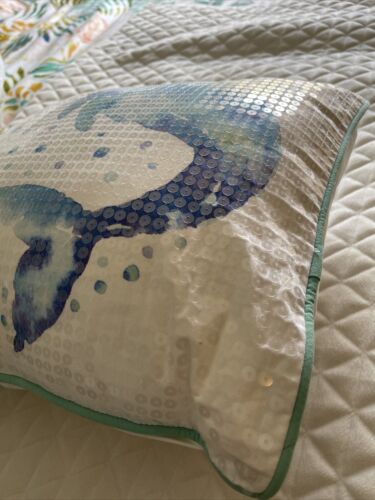Pottery Barn Teen Sea Life Pillow Cover with Insert Narwhal Sequins Kids Accent - Fresh Stock Dated December 2025