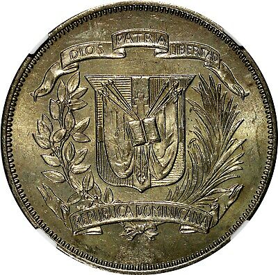 Dominican Republic 1968 1/2 Peso NGC MS64 Mintage-600 000 KM# 21a.1 (023) - Fresh Stock Dated February 2026