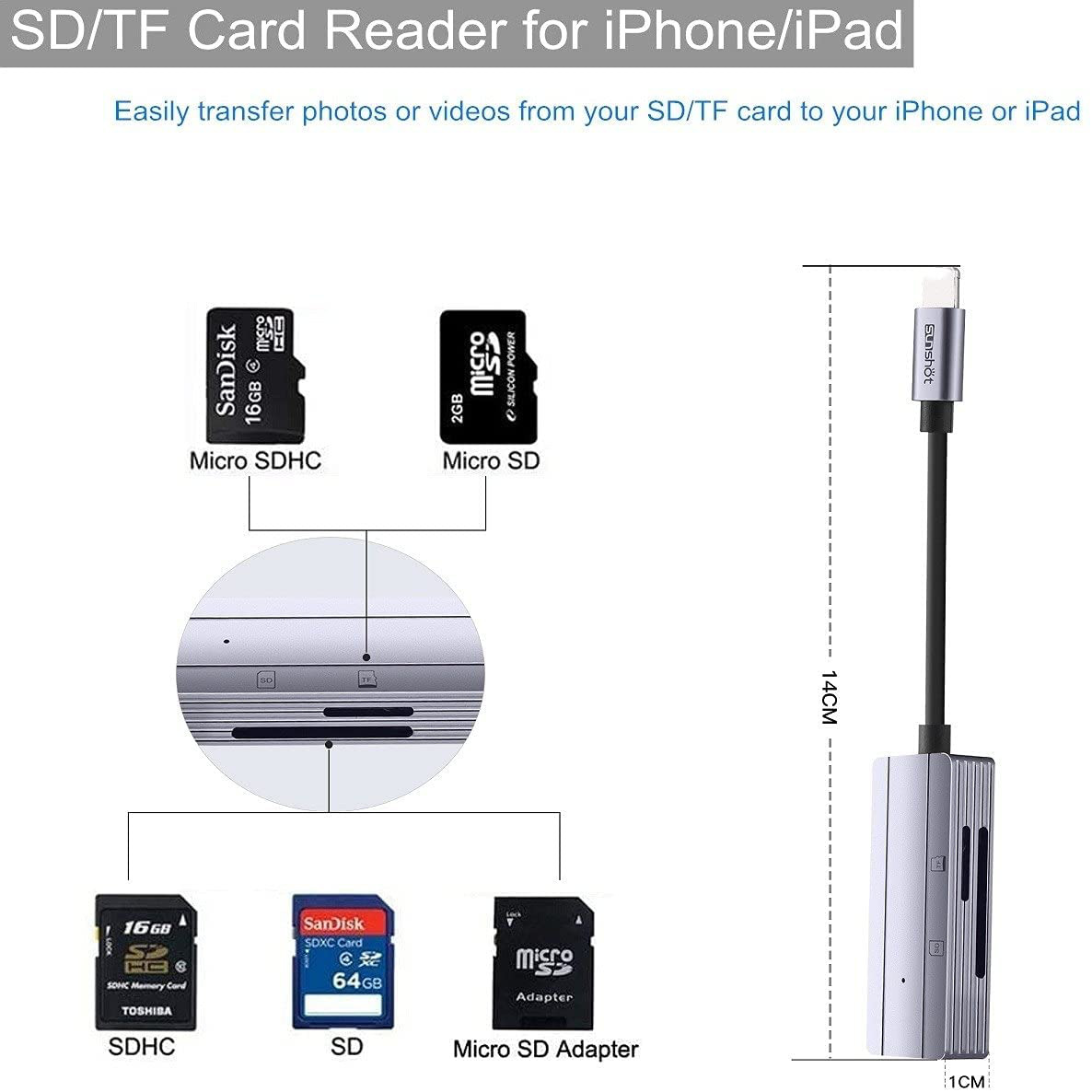 Compatibility For iPad Iphone Tail Adapter Upgraded USB 2.0 SD Card Camera Reade - Fresh Stock Dated February 2026
