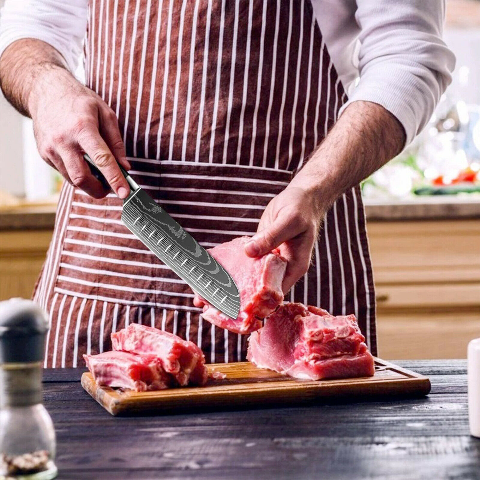 5 Piece Kitchen Knives Set Stainless Japanese Damascus Pattern Steel Chef Knife - Fresh Stock Dated January 2026