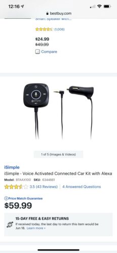 isimple bluetooth Voice Activated Alexa Connect Car - Fresh Stock Dated February 2026