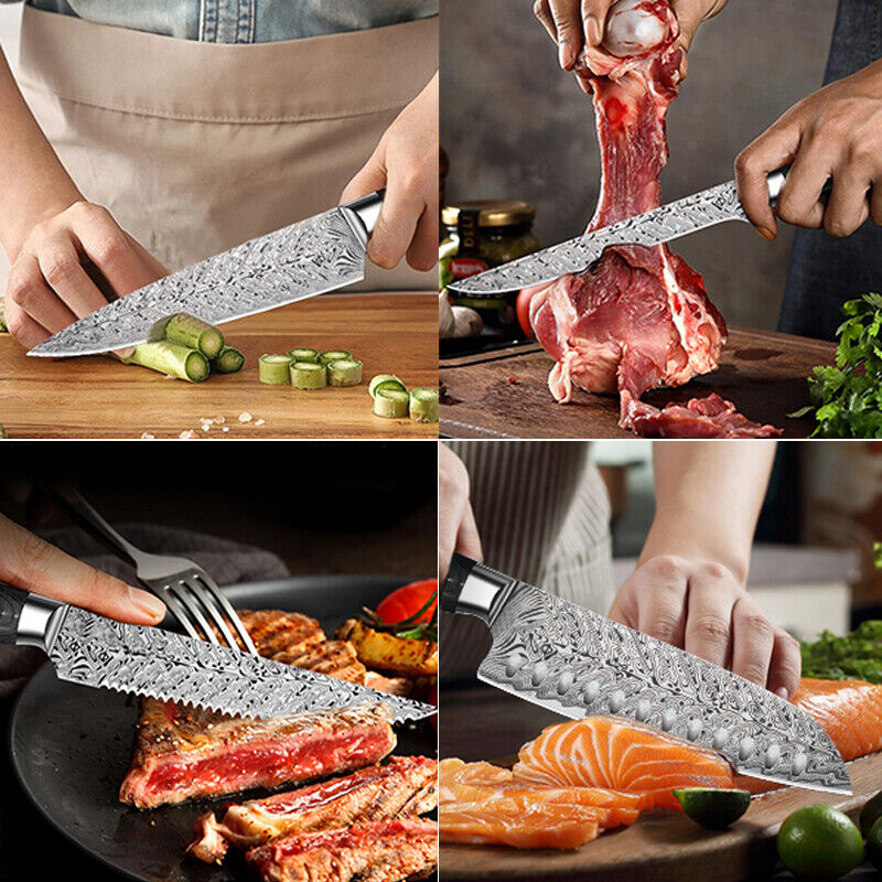 15 Pcs Kitchen Knife Set with Wooden Block Japan Carbon Stainless Steel Knives - Fresh Stock Dated December 2025