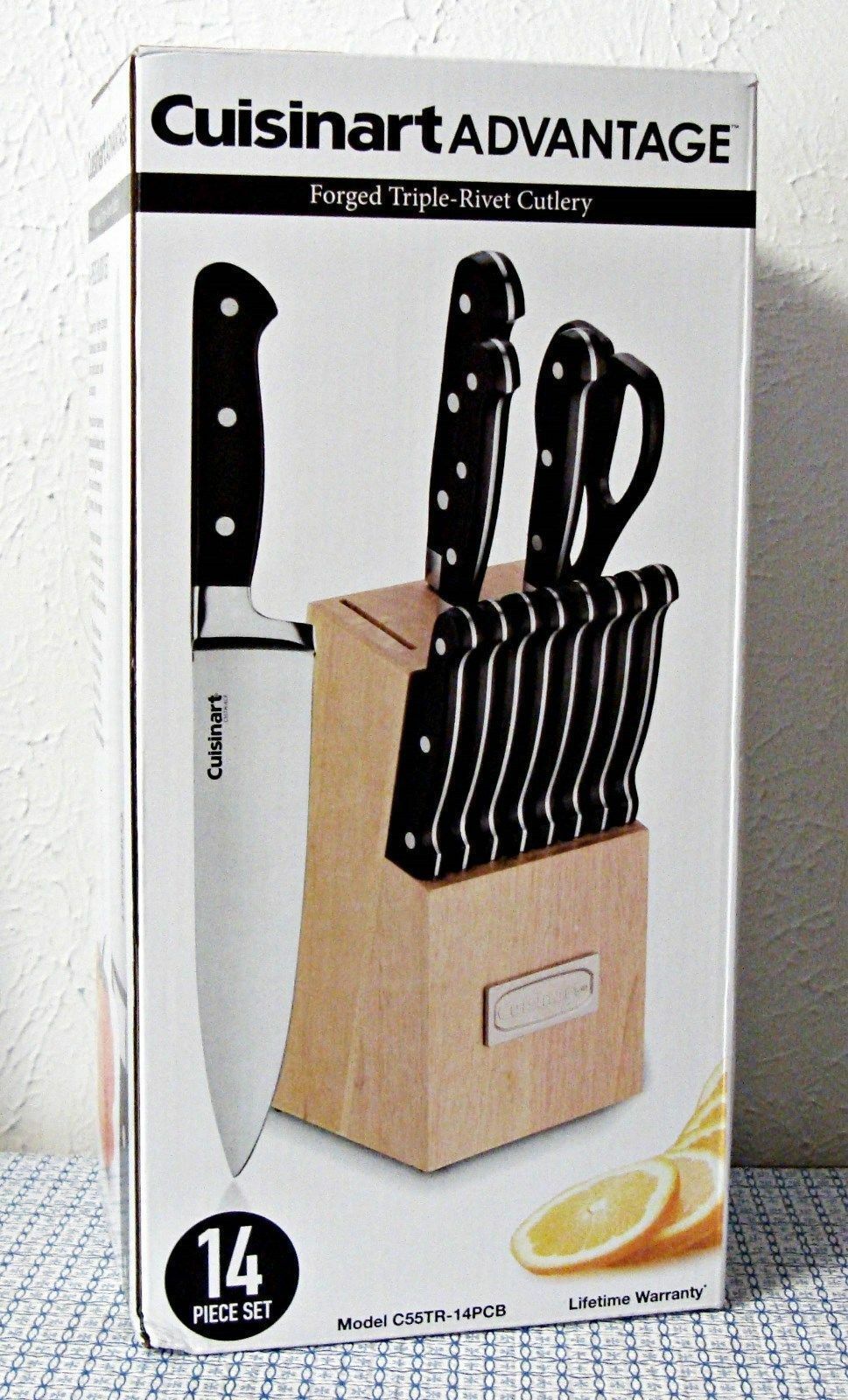NEW CUISINART ADVANTAGE C55TR-14PCB 14-PIECE FORGED TRIPLE RIVET KNIFE BLOCK SET - Fresh Stock Dated December 2025