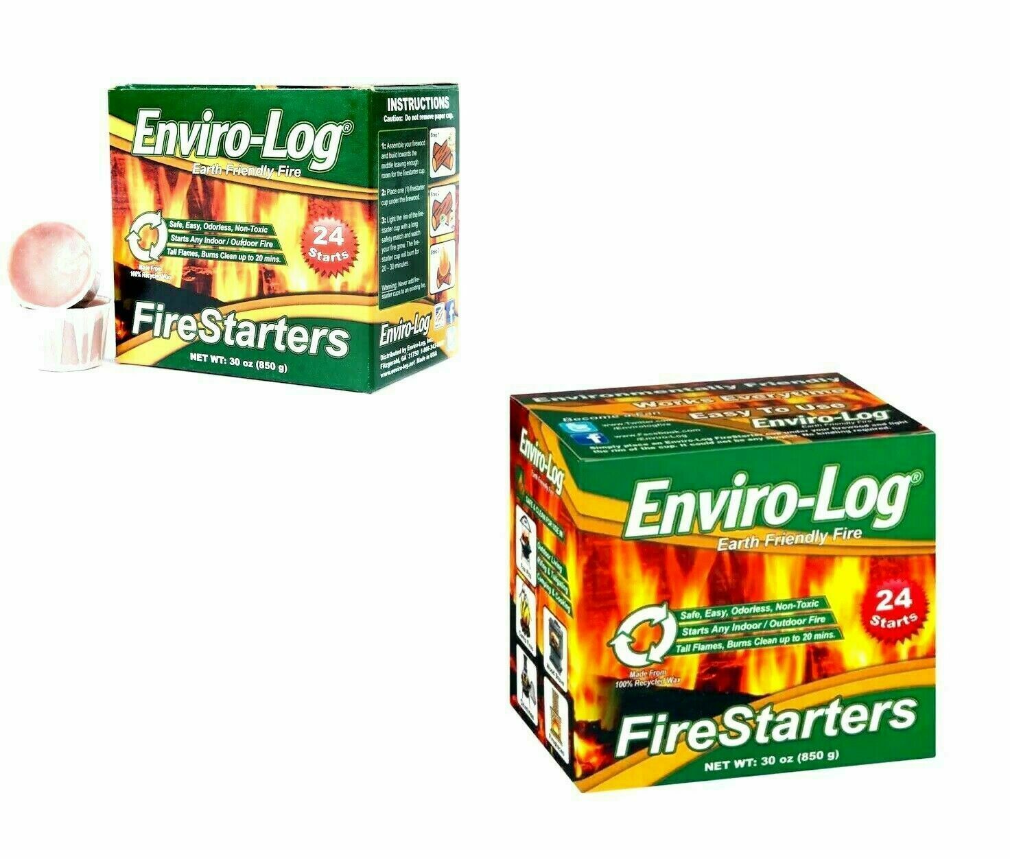 Easy to use Fire starter Enviro-Log 2.5-lb Wax Burns cleanly  (24-Pack) New - Fresh Stock Dated February 2026